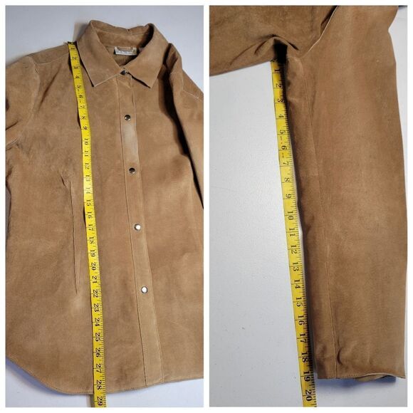 Kim Rogers Leather Schaket Shirt Jacket Snap Closures Tan Women's Size XL - Picture 13 of 13